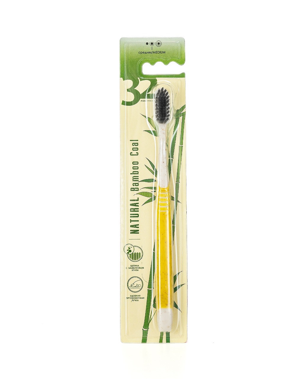 327844-04 Modum 32 İnci Diş fırçası Natural Bamboo Coal (rəng: sarı)