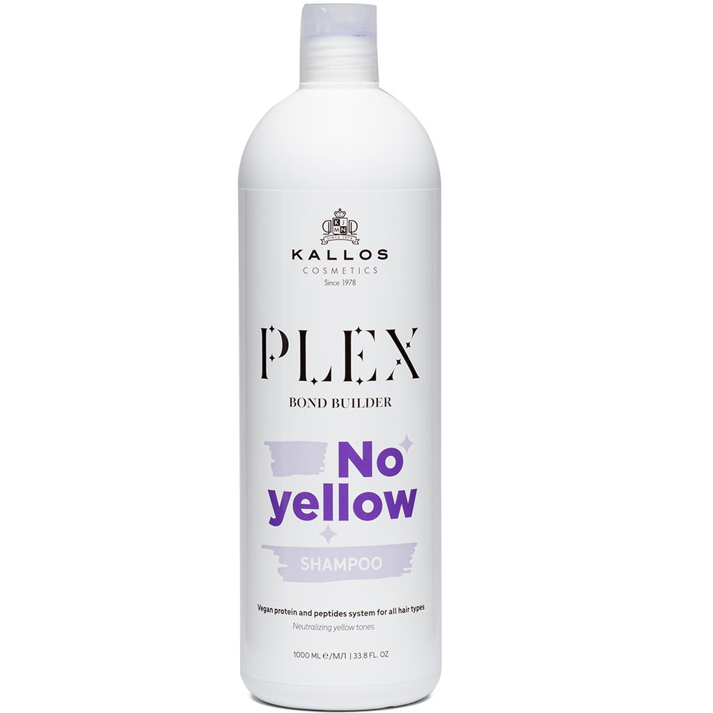 550005 KALLOS Plex Sarı çalarları neytrallaşdıran şampun No Yellow, 1000 ml 550005 KALLOS Plex Sarı çalarları neytrallaşdıran şampun No Yellow, 1000 ml