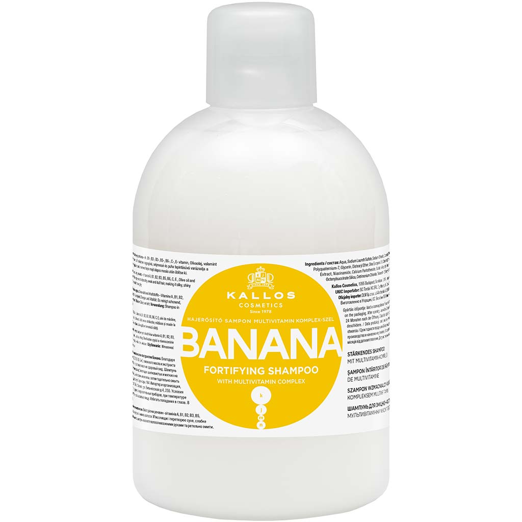 550013 KALLOS KJMN Saçların gücləndirilməsi üçün multivitamin kompleksli şampun Banana, 1000 ml 550013 KALLOS KJMN Saçların gücləndirilməsi üçün multivitamin kompleksli şampun Banana, 1000 ml