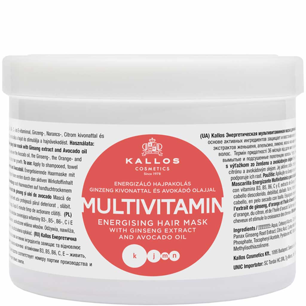550027 KALLOS KJMN Saçlar üçün jenşen və avokado yağı ilə vitaminli maska Multivitamin, 500 ml 550027 KALLOS KJMN Saçlar üçün jenşen və avokado yağı ilə vitaminli maska Multivitamin, 500 ml