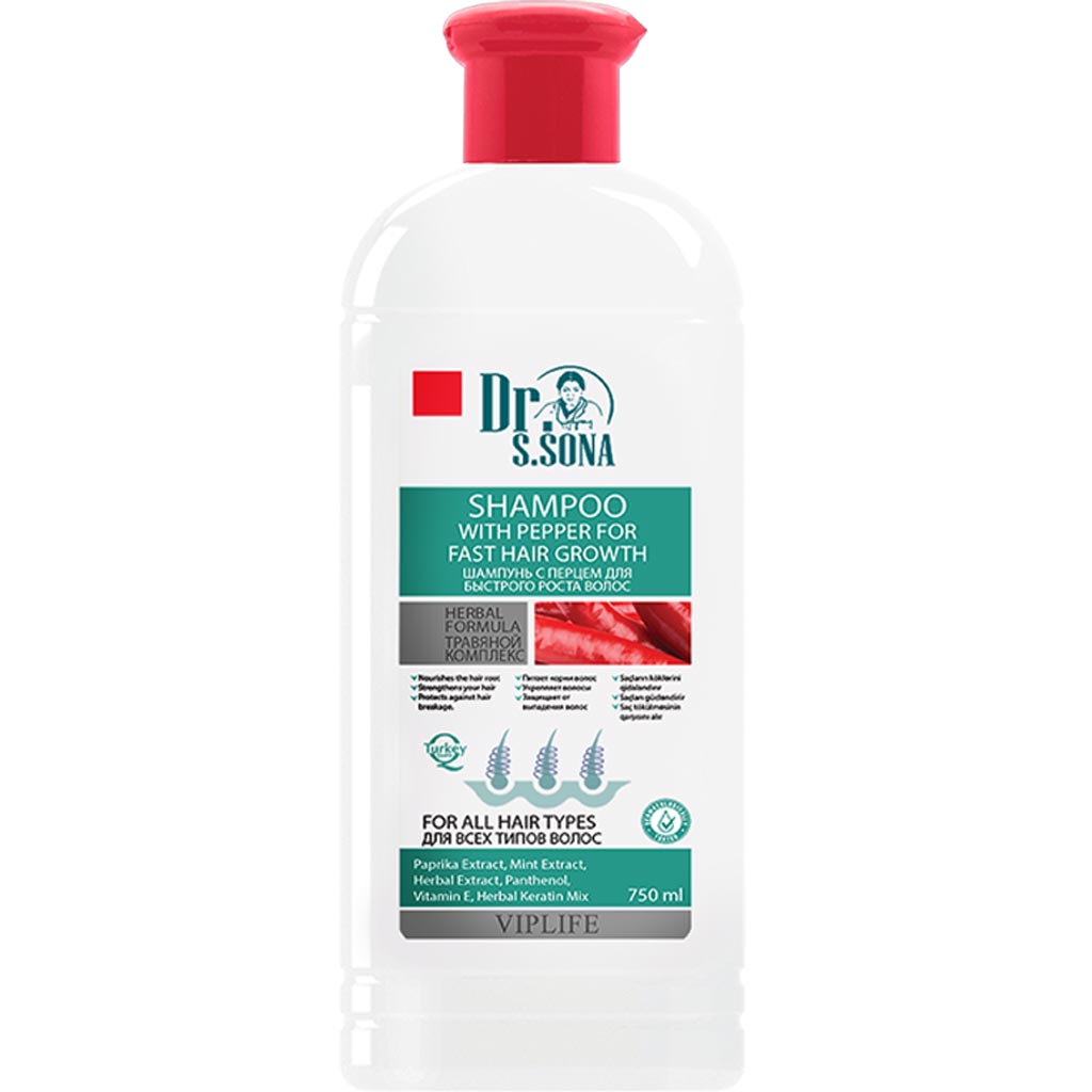 780030 VIPLIFE DR. S. SONA Saçların sürətlə uzanması üçün qırmızı bibərli şampun 750 ml