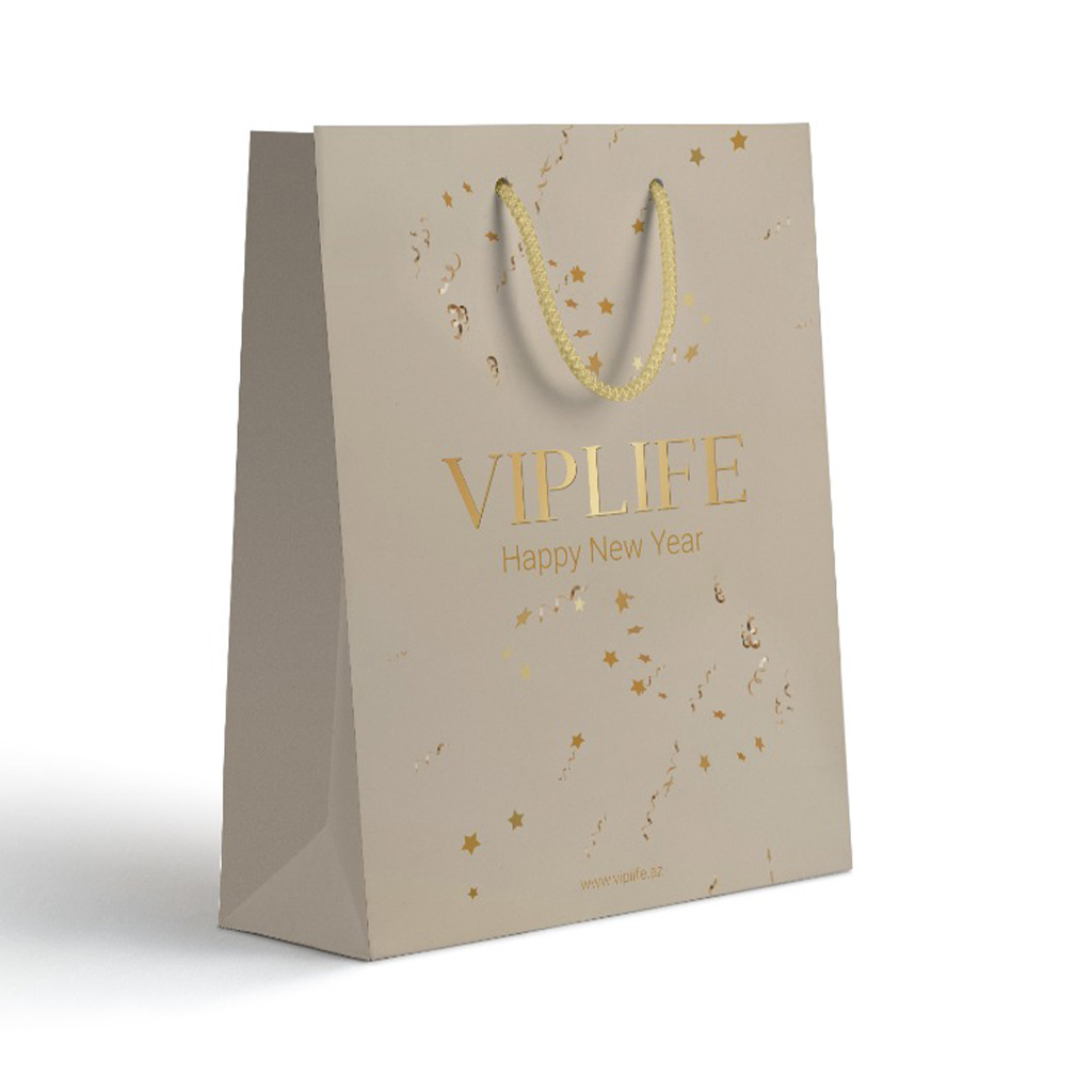 850112 VIPLIFE Yeni il dekorlu kağız paket (rəngi: krem)